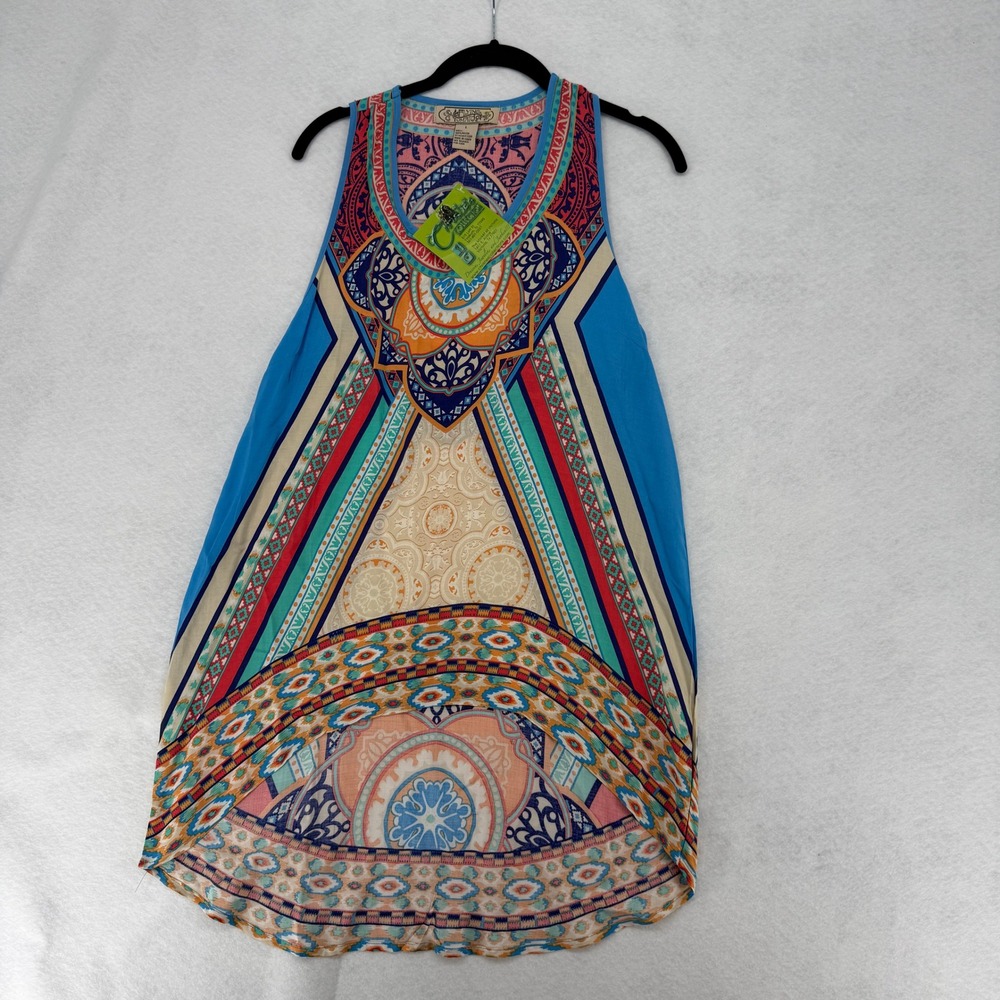 Flying Tomato Womens Boho Aztec Medallion Print High Low Tank Top Blue‎ L IT7330